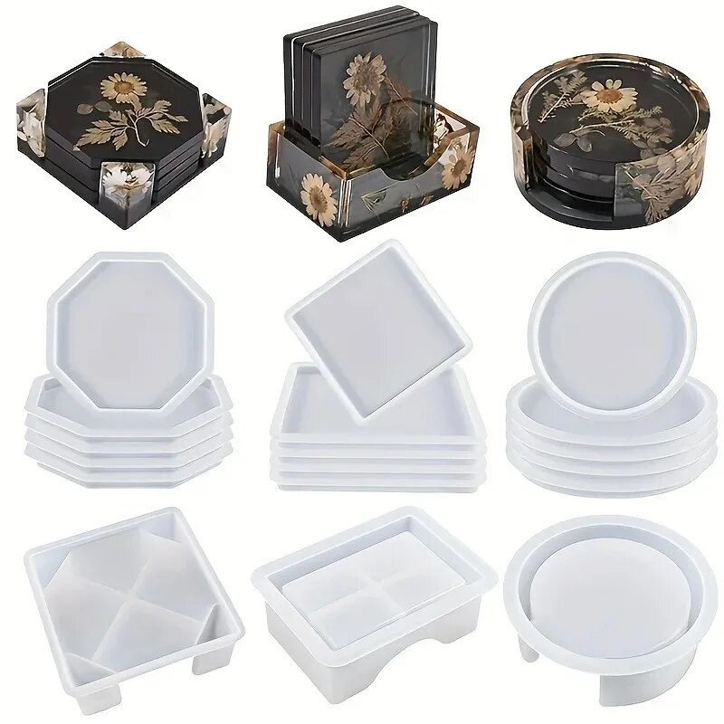 Gold Foil Flakes - Coaster Resin Molds Set Include 1pc