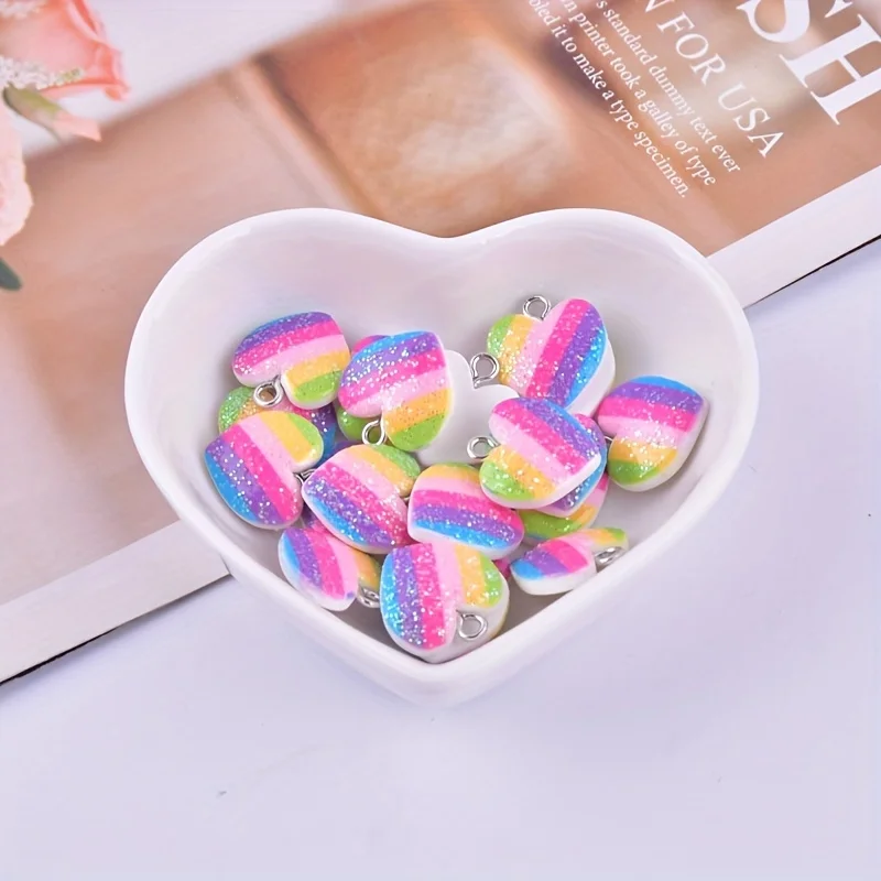 10Pcs Colorful Heart Resin Cha - огляд і ціна Resin Craft Projects