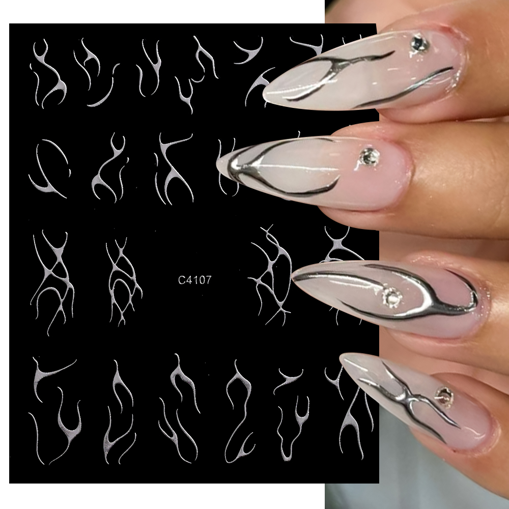3D Silver Flame Nail Sticker G - огляд і ціна Gold Foil Flakes