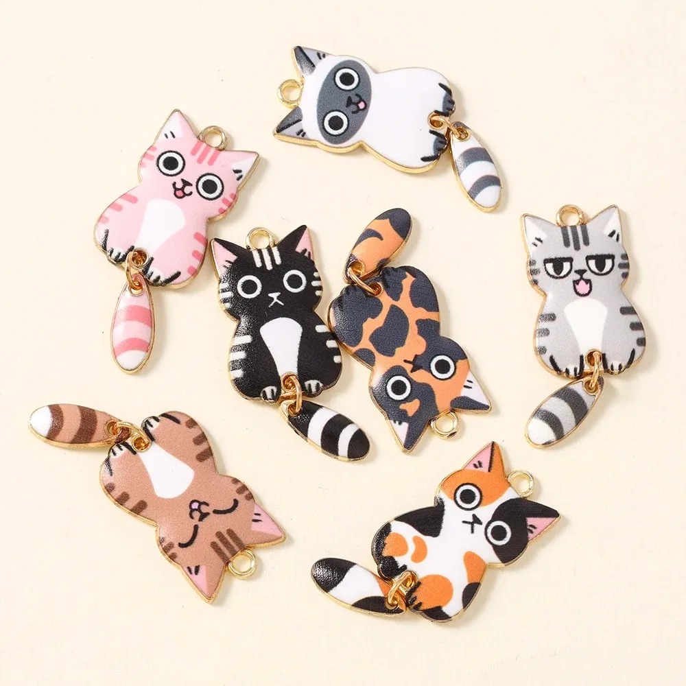 10Pcs 16×39mm Cute Cartoon Cat - огляд і ціна Resin Craft Supplies