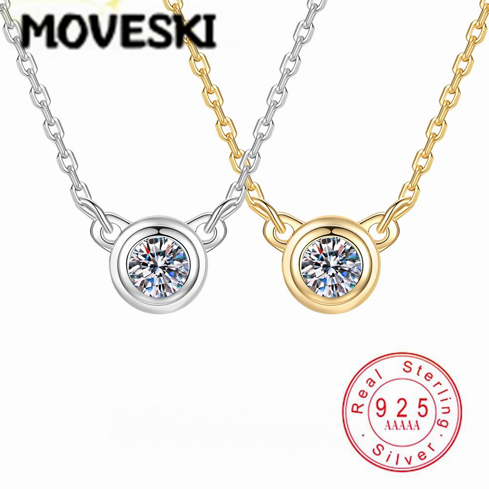 S925 Sterling Silver Moissanit - огляд і ціна Bezels Set Pendant