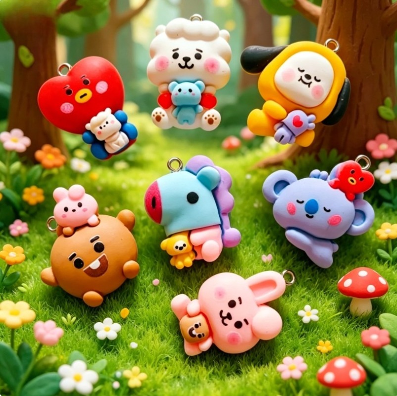 7pcs BT21 Resin Cartoon Charm  - огляд і ціна Resin Craft Projects
