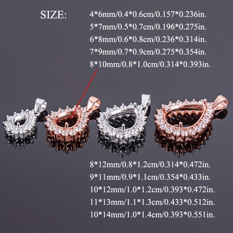 1pc Rose Golden Silvery Tear D - огляд і ціна Bezels Set Pendant